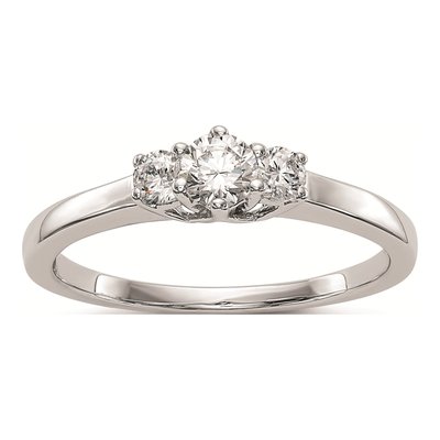 14K White Gold 3-Stone Diamond Engagement Ring Mounting