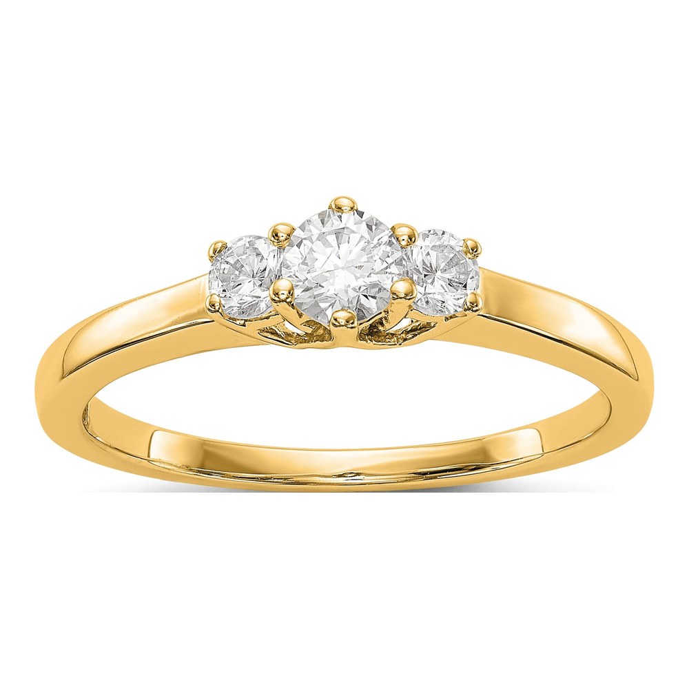 14K Yellow Gold 3-Stone Diamond Engagement Ring Mounting