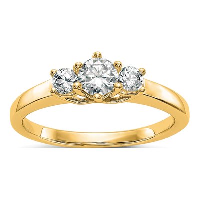 14K Yellow Gold 3-Stone Engagement Ring Mounting