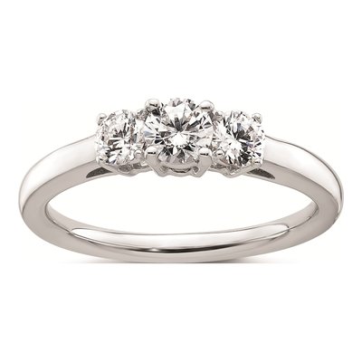 14K White Gold 3-Stone Engagement Ring Mounting