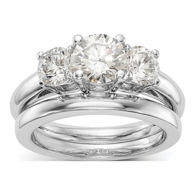 14K White Gold Diamond 3-Stone Engagement Ring Semi-Mount – view 8