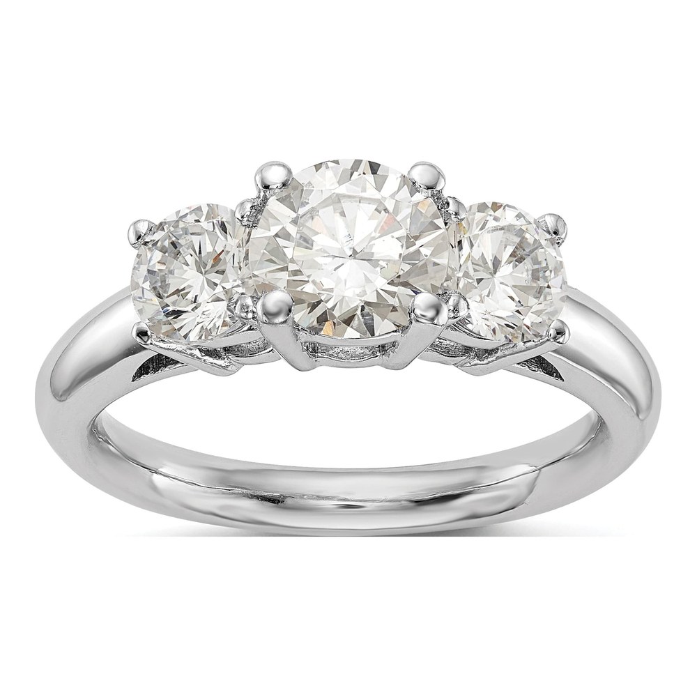 14K White Gold Diamond 3-Stone Engagement Ring Semi-Mount