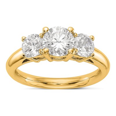 14K Yellow Gold 3-Stone Engagement Ring Mounting