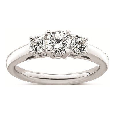 14K White Gold 3-Stone Engagement Ring Mounting