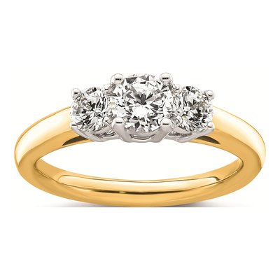 14K Two-Tone Gold 3-Stone Engagement Ring Mounting