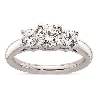 14K White Gold 3-Stone Engagement Ring Mounting