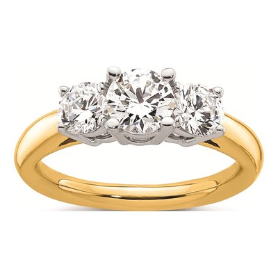 14K Two-Tone Gold 3-Stone Engagement Ring Mounting