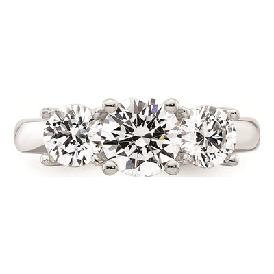 14K White Gold 3-Stone Engagement Ring Mounting – view 6