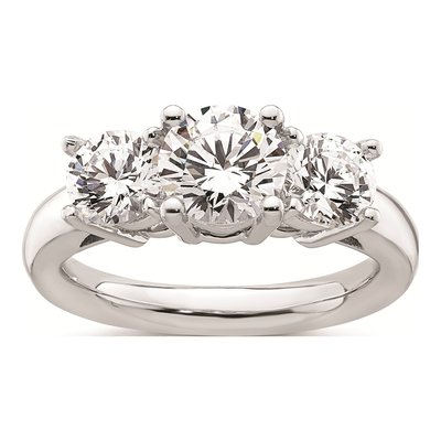 14K White Gold 3-Stone Engagement Ring Mounting