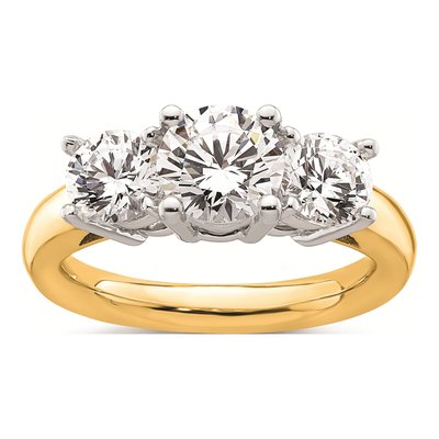 14K Two-Tone Gold 3-Stone Engagement Ring Mounting