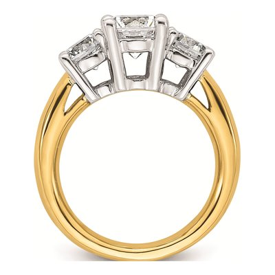 14K Two-Tone Gold 3-Stone Engagement Ring Mounting – view 4