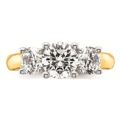 14K Two-Tone Gold 3-Stone Engagement Ring Mounting – view 6