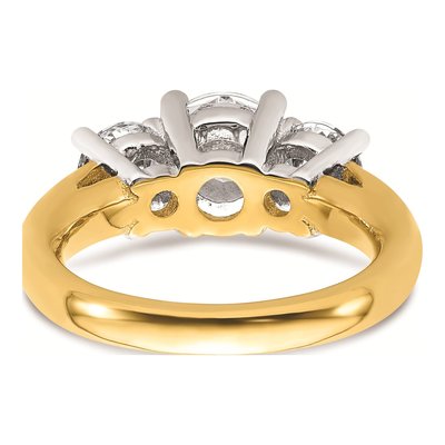 14K Two-Tone Gold 3-Stone Engagement Ring Mounting – view 7