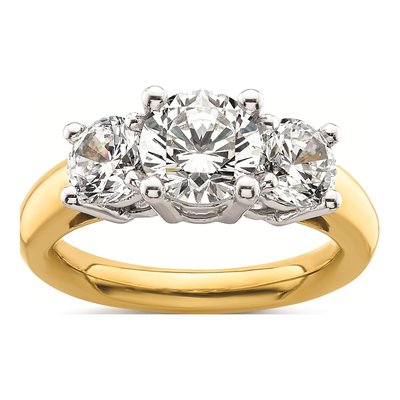 14K Two-Tone Gold 3-Stone Engagement Ring Mounting