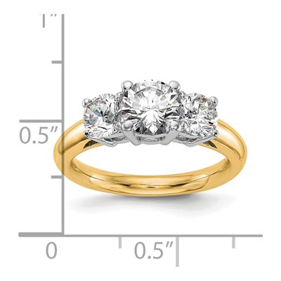 14K Two-Tone Gold 3-Stone Ring Mounting – view 4