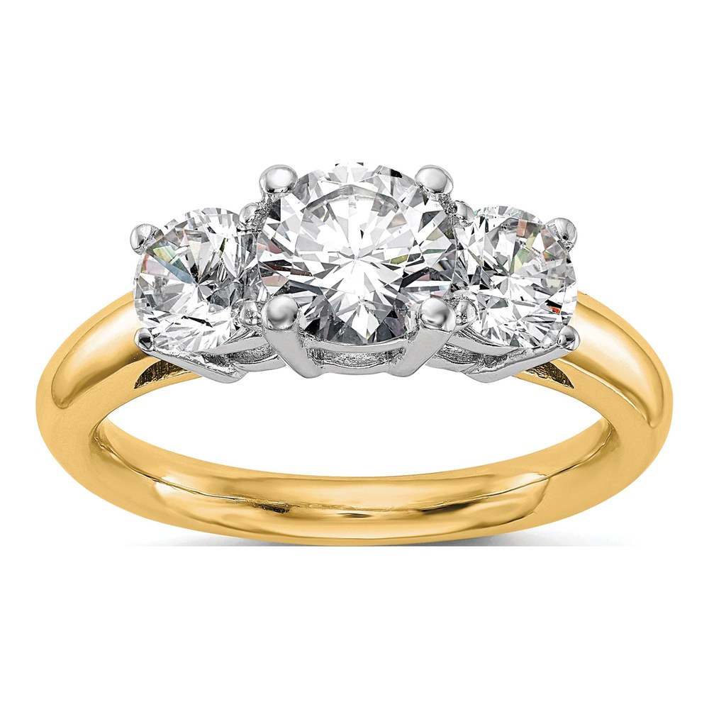 14K Two-Tone 3-Stone Engagement Mounting