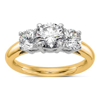 14K Two-Tone Gold 3-Stone Ring Mounting
