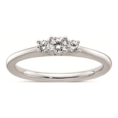 14K White Gold 3-Stone Engagement Ring Mounting