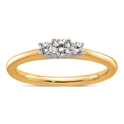 14K Two-Tone Gold 3-Stone Engagement Ring Mounting