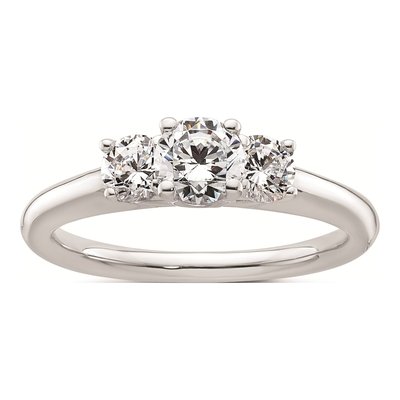 14K White Gold 3-Stone Engagement Ring Mounting