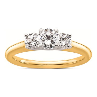 14K Two-Tone Gold 3-Stone Engagement Ring Mounting