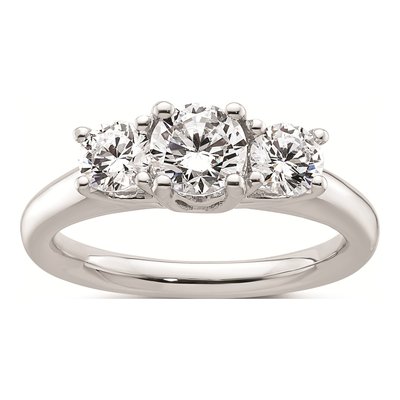 14K White Gold 3-Stone Engagement Ring Mounting
