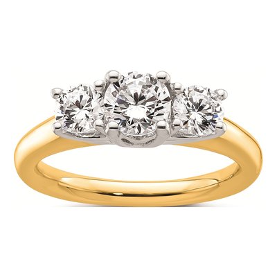 14K Two-Tone Gold 3-Stone Engagement Ring Mounting