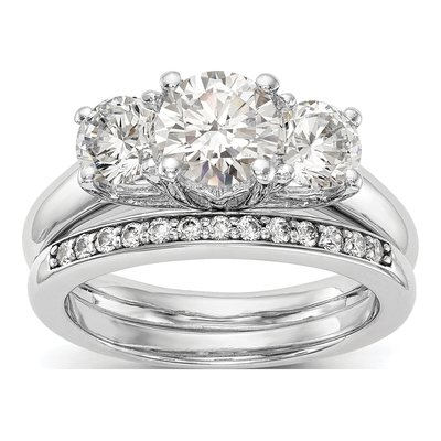 14K White Gold 3-Stone Engagement Ring Mounting – view 7