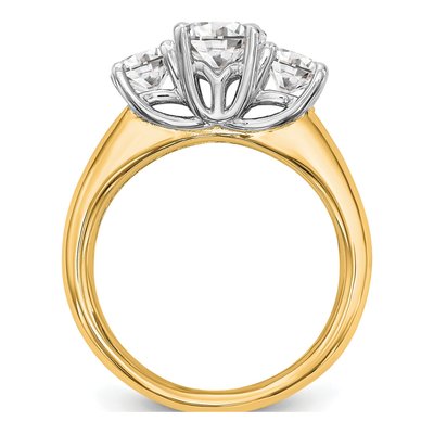 14K Two-Tone Gold 3-Stone Engagement Ring Mounting – view 3