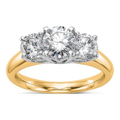 14K Two-Tone Gold 3-Stone Ring Mounting