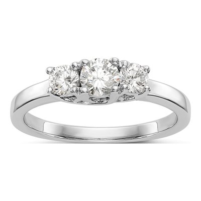 14K White Gold 1/2 ct tw Lab-Grown Diamond 3-Stone Engagement Ring