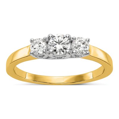 14K Two-Tone Gold 1/2 ct tw Lab-Grown Diamond 3-Stone Engagement Ring