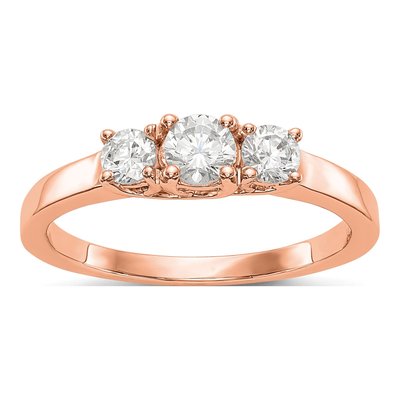 14K Rose Gold 3-Stone Diamond Engagement Ring Mounting