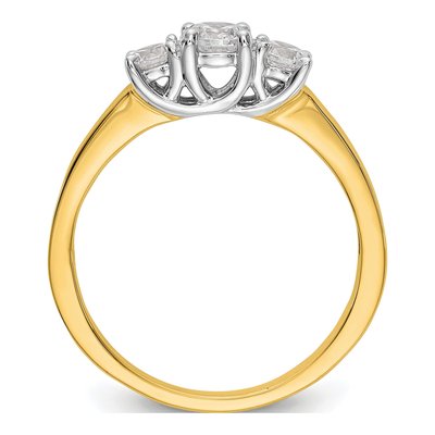 14K Two-Tone Gold Diamond 3-Stone Engagement Ring Semi-Mount – view 3
