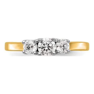 14K Two-Tone Gold Diamond 3-Stone Engagement Ring Semi-Mount – view 5