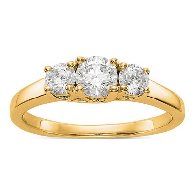 14K Yellow Gold 3-Stone Engagement Ring Mounting