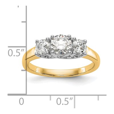 14K Two-Tone Gold 3-Stone Engagement Ring Mounting – view 3