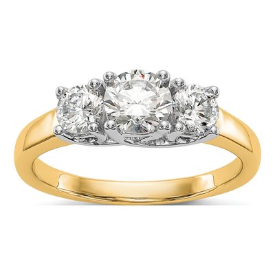 14K Two-Tone Gold 3-Stone Engagement Ring Mounting