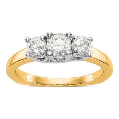 14K White Gold 3-Stone Engagement Ring Mounting