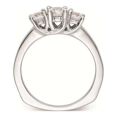 14K White Gold Diamond 3-Stone Engagement Ring Semi-Mount – view 2