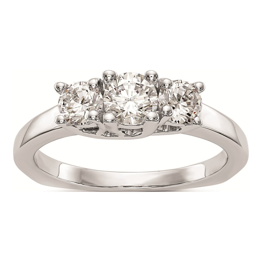 14K White Gold Diamond 3-Stone Engagement Ring Semi-Mount