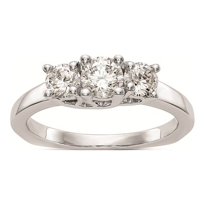 14K White Gold Diamond 3-Stone Engagement Ring Semi-Mount