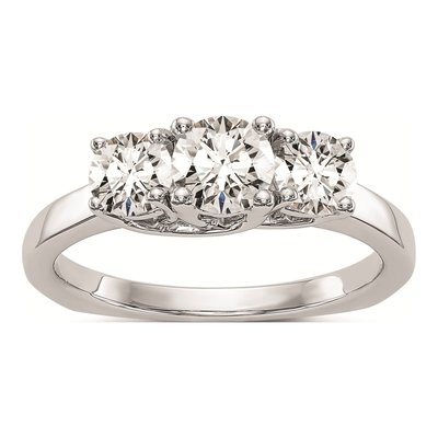 14K White Gold 3-Stone Diamond Engagement Ring Mounting