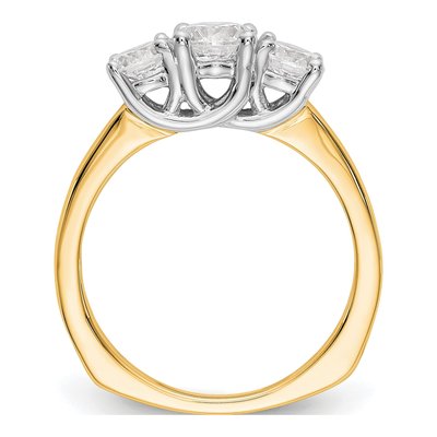 14K Two-Tone Gold 3-Stone Engagement Ring Mounting – view 3