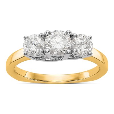14K Two-Tone Gold 3-Stone Engagement Ring Mounting