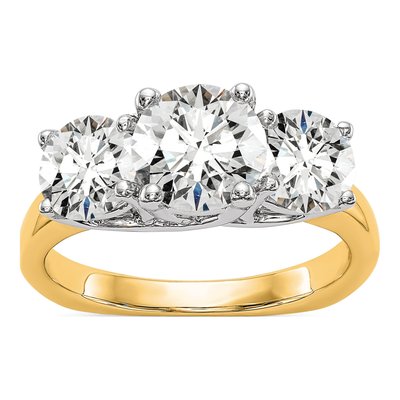 14K Two-Tone Gold 3-Stone Engagement Ring Mounting