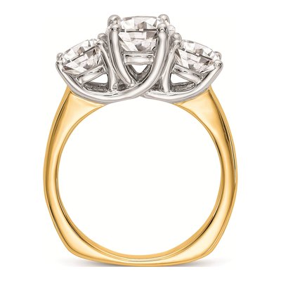 14K Two-Tone Gold Diamond 3-Stone Setting Engagement Ring Semi-Mount – view 3