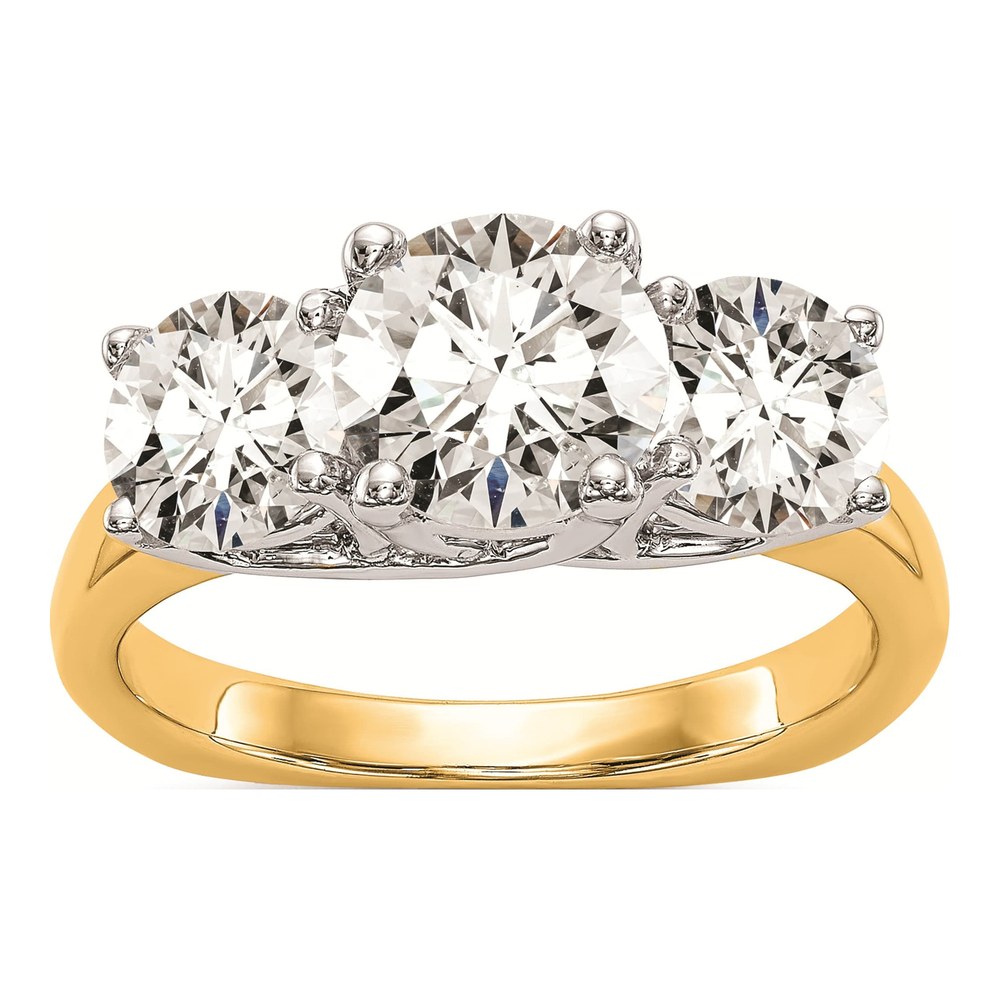 14K Two-Tone Gold Diamond 3-Stone Setting Engagement Ring Semi-Mount