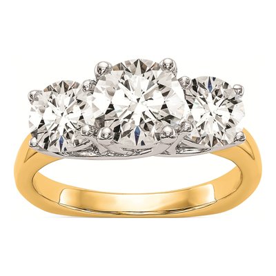 14K Two-Tone Gold Diamond 3-Stone Setting Engagement Ring Semi-Mount