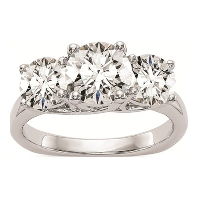 14K White Gold 3-Stone Engagement Ring Mounting